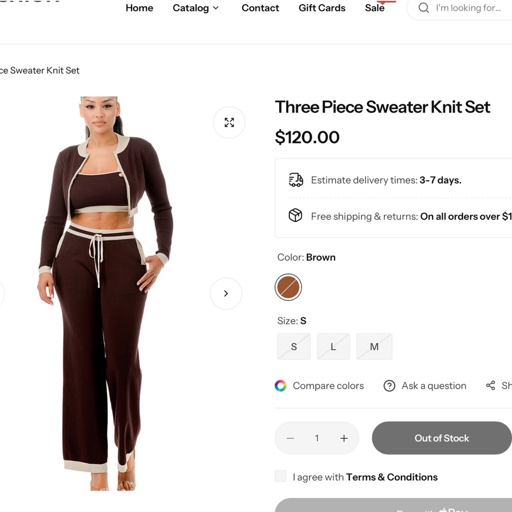 NEW 3 Piece Ribbed Sweater Knit Pant Set Size Small - Picture 3 of 6